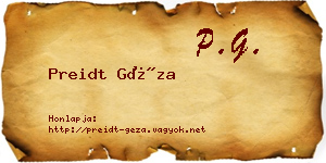 Preidt Géza névjegykártya